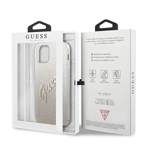 Guess Glitter Gradient dėklas iPhone 12 mini – auksinis -- iPhone 12 Mini