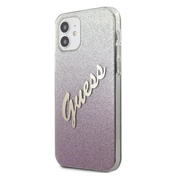 Guess dėklas iPhone 12 mini – rožinis (Glitter Gradient) -- iPhone 12 Mini