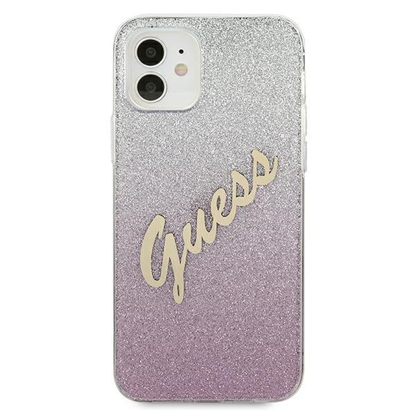 Guess dėklas iPhone 12 mini – rožinis (Glitter Gradient) -- iPhone 12 Mini