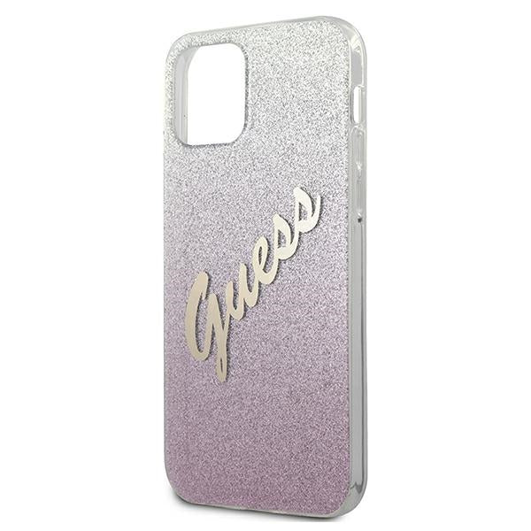 Guess dėklas iPhone 12 mini – rožinis (Glitter Gradient) -- iPhone 12 Mini