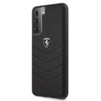 Ferrari dygsniuotas odinis dėklas Galaxy S21 – juodas -- Samsung Galaxy S21