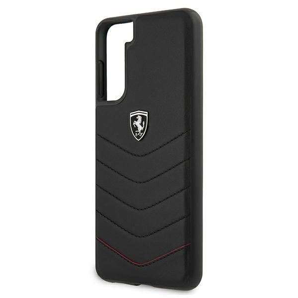 Ferrari dygsniuotas odinis dėklas Galaxy S21 – juodas -- Samsung Galaxy S21