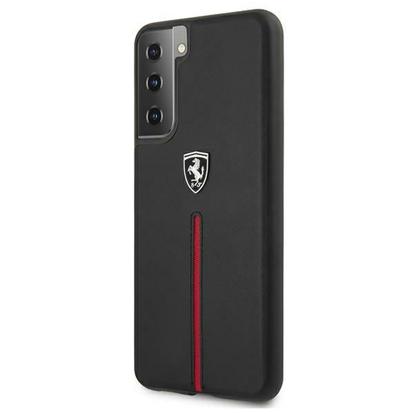 Ferrari dėklas Samsung Galaxy S21 – juodas, odinis -- Samsung Galaxy S21