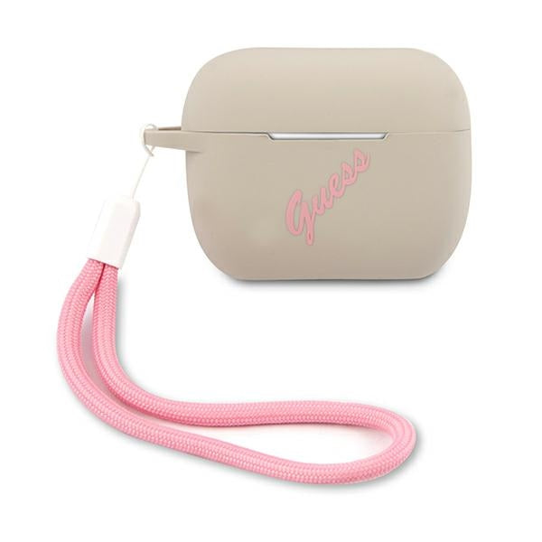 Guess silikoninis dėklas AirPods Pro – pilkai rožinis