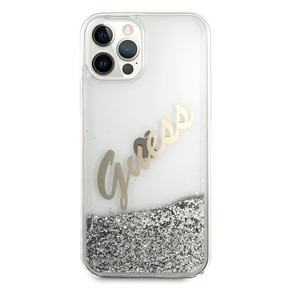 Guess blizgantis dėklas iPhone 12 Pro Max – sidabrinis -- iPhone 12 Pro Max