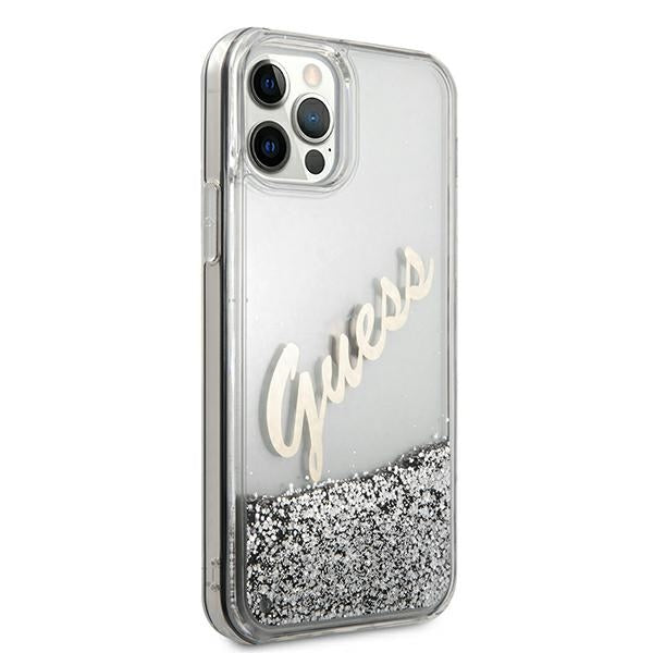 Guess blizgantis dėklas iPhone 12 Pro Max – sidabrinis -- iPhone 12 Pro Max