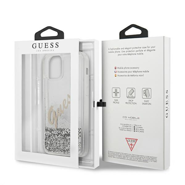 Guess blizgantis dėklas iPhone 12 Pro Max – sidabrinis -- iPhone 12 Pro Max