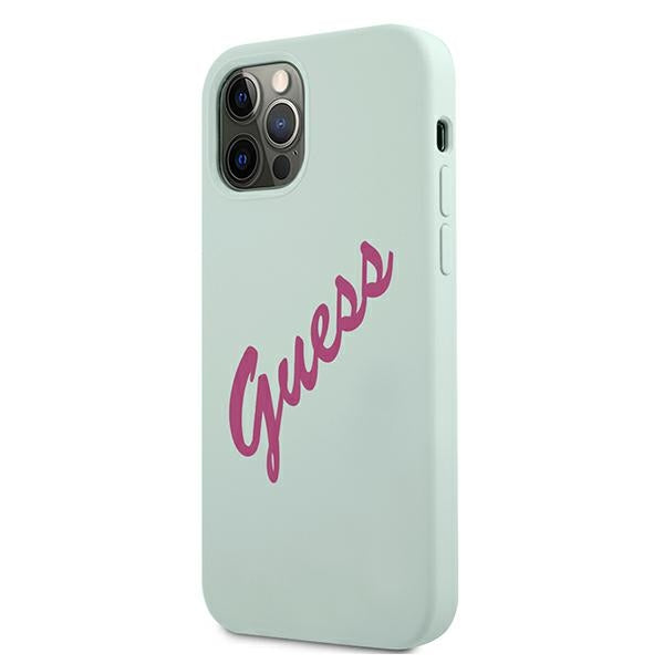 Guess silikoninis dėklas iPhone 12 Pro Max – fuksija/mėlyna -- iPhone 12 Pro Max