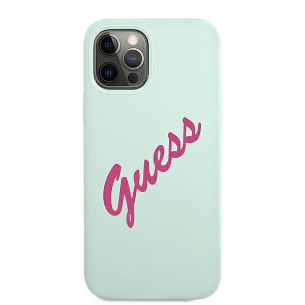Guess silikoninis dėklas iPhone 12 Pro Max – fuksija/mėlyna -- iPhone 12 Pro Max