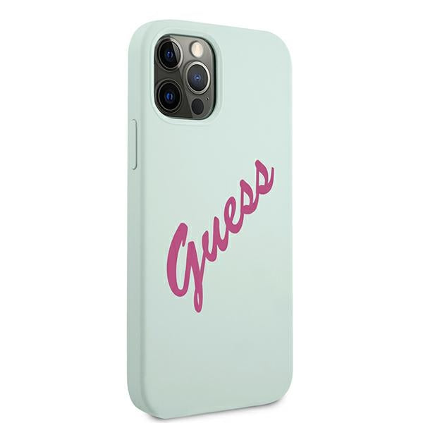 Guess silikoninis dėklas iPhone 12 Pro Max – fuksija/mėlyna -- iPhone 12 Pro Max