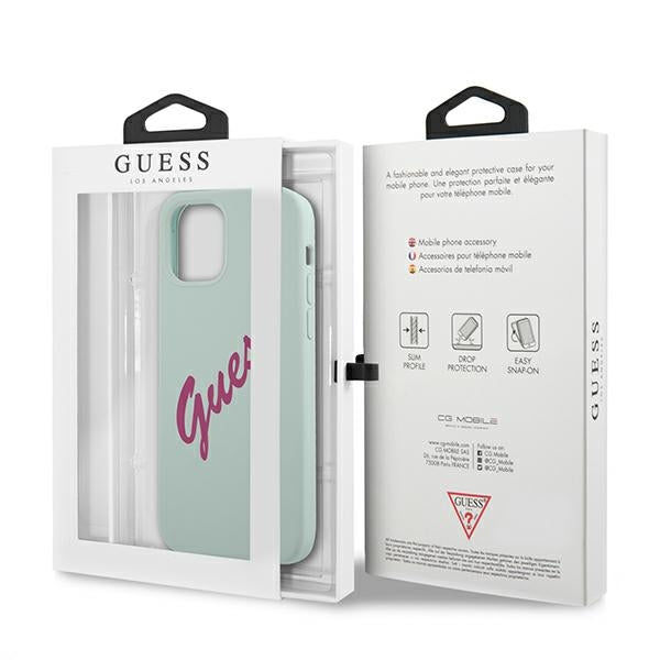 Guess silikoninis dėklas iPhone 12 Pro Max – fuksija/mėlyna -- iPhone 12 Pro Max