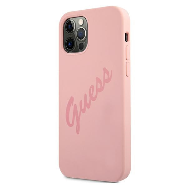 Guess silikoninis dėklas iPhone 12 Pro Max – rožinis -- iPhone 12 Pro Max