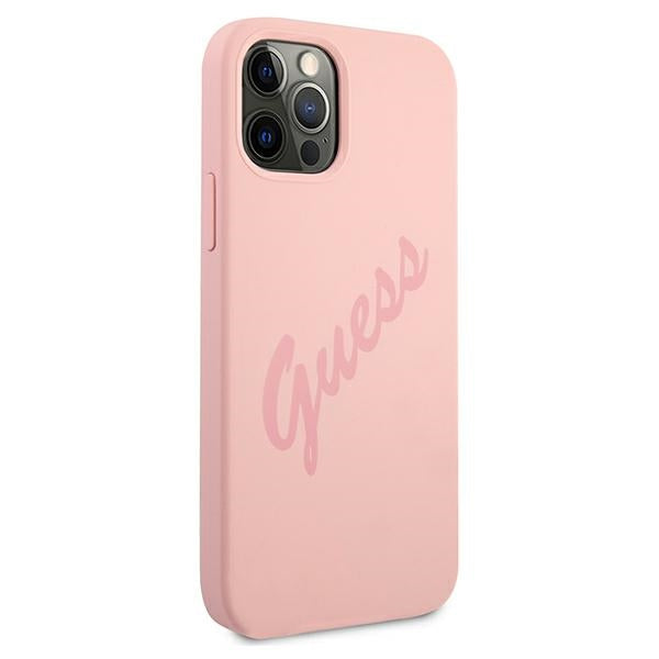 Guess silikoninis dėklas iPhone 12 Pro Max – rožinis -- iPhone 12 Pro Max