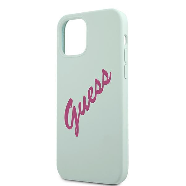 Guess silikoninis dėklas iPhone 12/12 Pro – fuksija/mėlyna -- iPhone 12