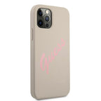 Guess silikoninis dėklas iPhone 12 / 12 Pro – pilkai rožinis -- iPhone 12
