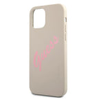 Guess silikoninis dėklas iPhone 12 / 12 Pro – pilkai rožinis -- iPhone 12