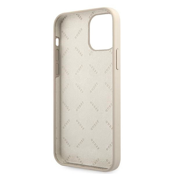 Guess silikoninis dėklas iPhone 12 / 12 Pro – pilkai rožinis -- iPhone 12