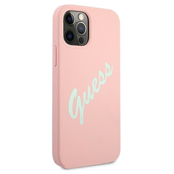 Guess silikoninis dėklas iPhone 12/12 Pro – rožinė/žalia -- iPhone 12