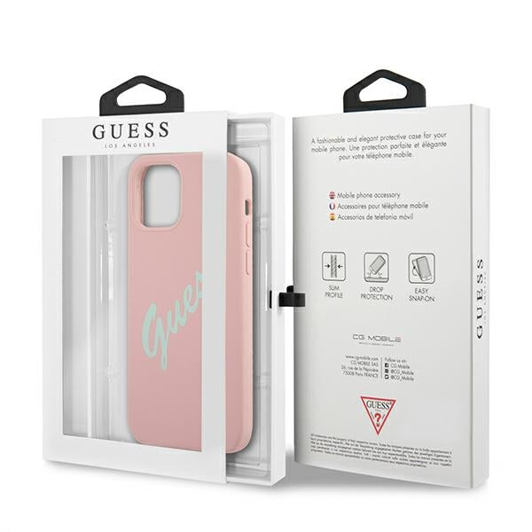 Guess silikoninis dėklas iPhone 12/12 Pro – rožinė/žalia -- iPhone 12