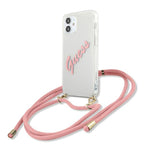 Guess dėklas iPhone 12 mini – skaidrus/rožinis -- iPhone 12 Mini