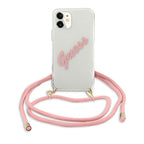 Guess dėklas iPhone 12 mini – skaidrus/rožinis -- iPhone 12 Mini