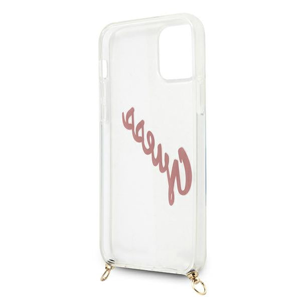Guess dėklas iPhone 12 mini – skaidrus/rožinis -- iPhone 12 Mini