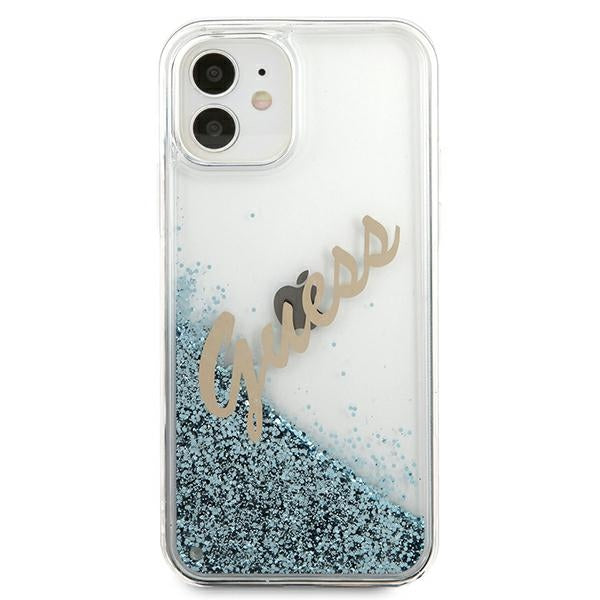 Guess dėklas iPhone 12 mini – mėlynas, su blizgučiais -- iPhone 12 Mini