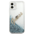 Guess dėklas iPhone 12 mini – mėlynas, su blizgučiais -- iPhone 12 Mini