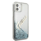 Guess dėklas iPhone 12 mini – mėlynas, su blizgučiais -- iPhone 12 Mini