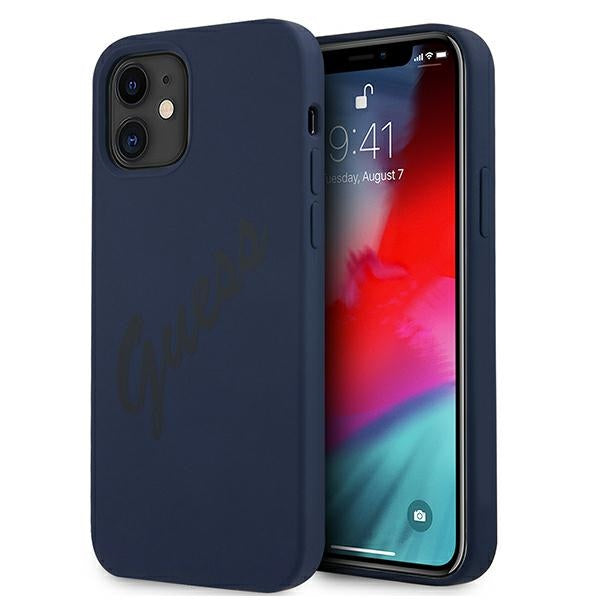 Guess silikoninis dėklas iPhone 12 mini – mėlynas -- iPhone 12 Mini