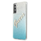 Guess dėklas Galaxy S21+ – mėlynas Glitter Gradient -- Samsung Galaxy S21+