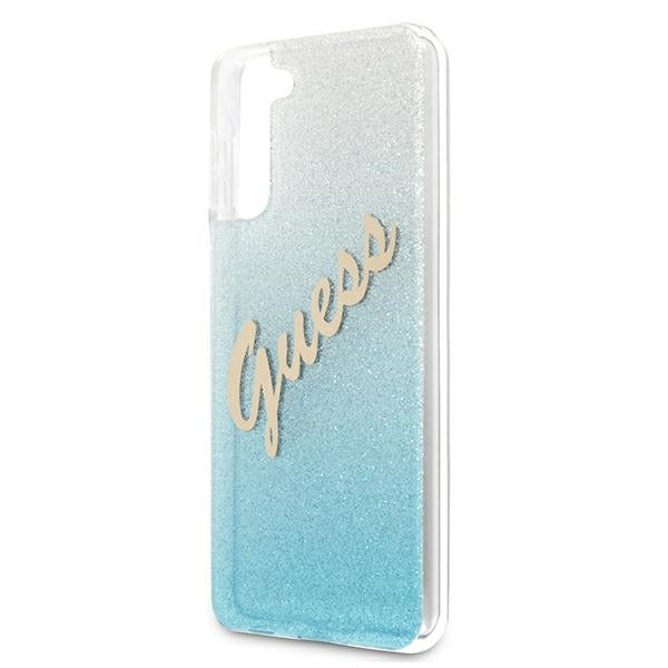 Guess dėklas Galaxy S21+ – mėlynas Glitter Gradient -- Samsung Galaxy S21+