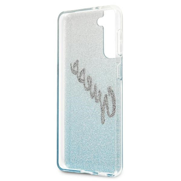 Guess dėklas Galaxy S21+ – mėlynas Glitter Gradient -- Samsung Galaxy S21+