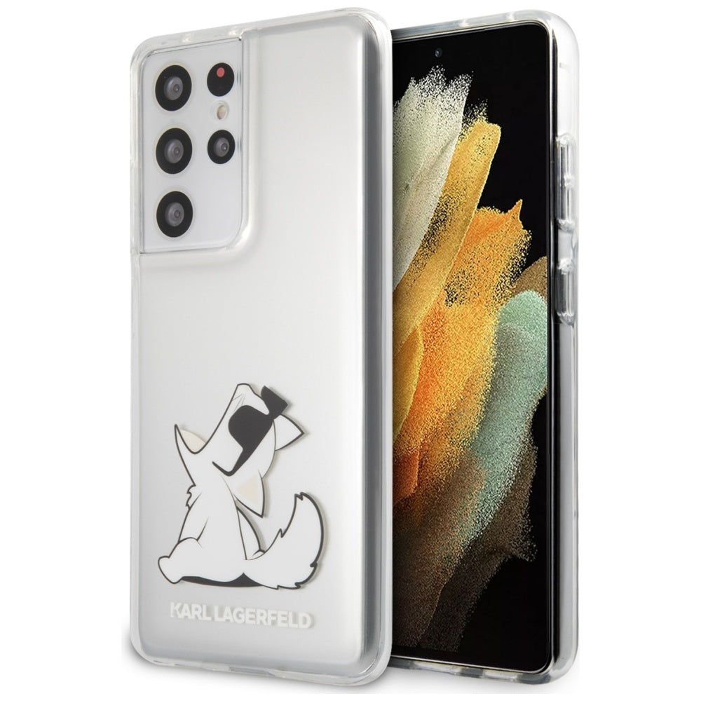 Karl Lagerfeld Choupette Fun dėklas Galaxy S21 Ultra – skaidrus -- Samsung Galaxy S21 Ultra