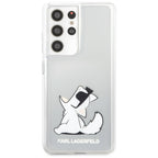 Karl Lagerfeld Choupette Fun dėklas Galaxy S21 Ultra – skaidrus -- Samsung Galaxy S21 Ultra