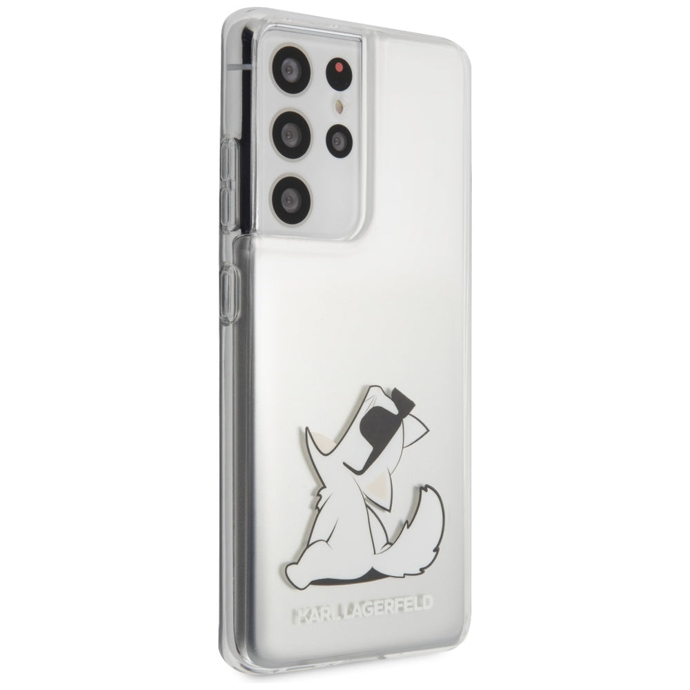 Karl Lagerfeld Choupette Fun dėklas Galaxy S21 Ultra – skaidrus -- Samsung Galaxy S21 Ultra