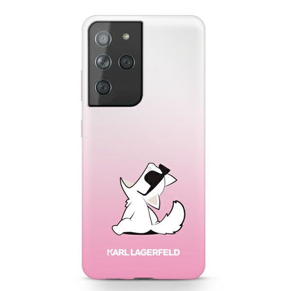 Karl Lagerfeld Choupette Fun dėklas Samsung S21 Ultra – rožinis -- Samsung Galaxy S21 Ultra