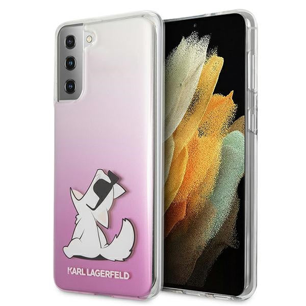 Karl Lagerfeld Choupette Fun dėklas Samsung Galaxy S21+ – rožinis -- Samsung Galaxy S21+