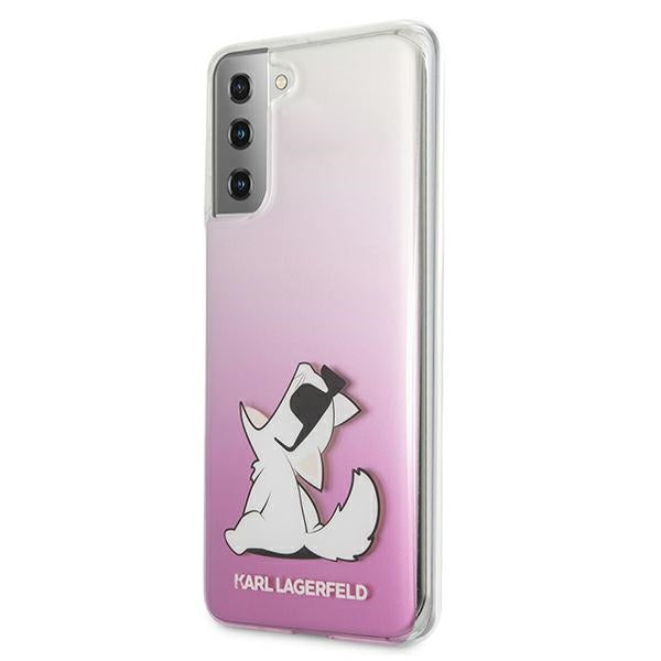 Karl Lagerfeld Choupette Fun dėklas Samsung Galaxy S21+ – rožinis -- Samsung Galaxy S21+