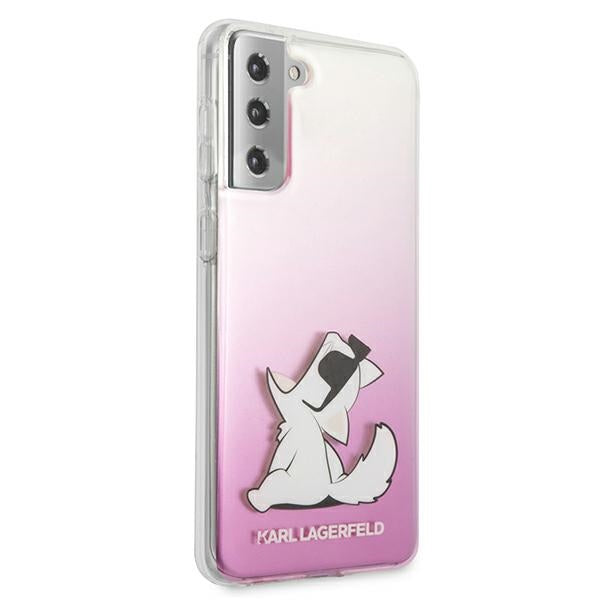 Karl Lagerfeld Choupette Fun dėklas Samsung Galaxy S21+ – rožinis -- Samsung Galaxy S21+