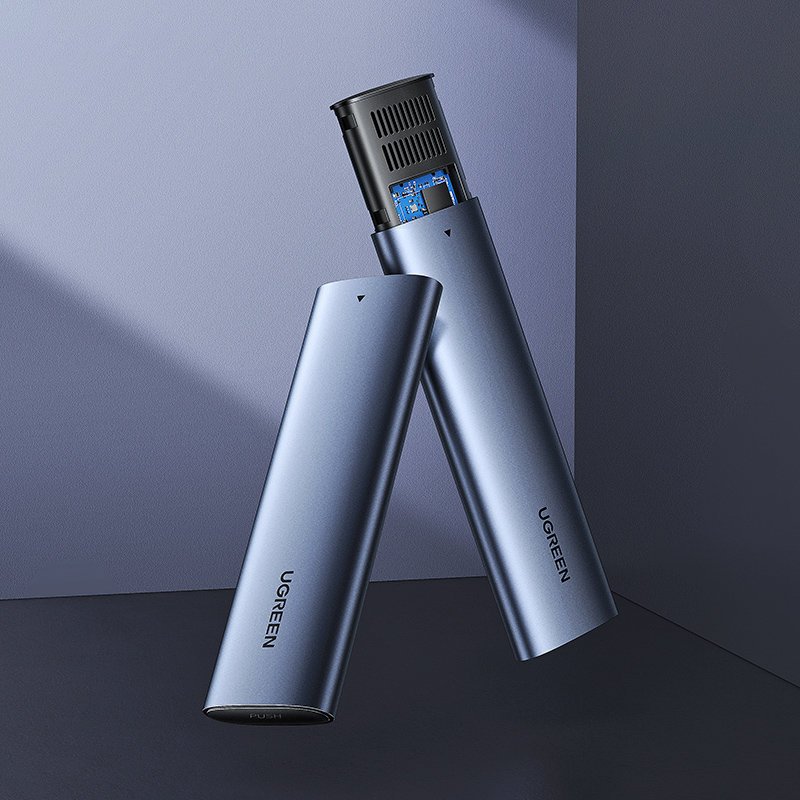 Ugreen M.2 SSD dėklas USB 3.2 Gen 2 diskui (SuperSpeed USB 10 Gbps) + USB Type C kabelis 0.5m pilkas (CM400 10902) --...