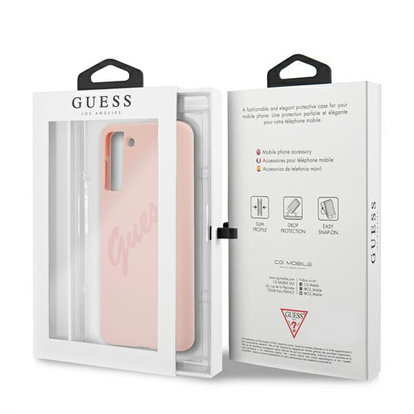 Guess Silicone Vintage dėklas Galaxy S21+ – rožinis -- Samsung Galaxy S21+