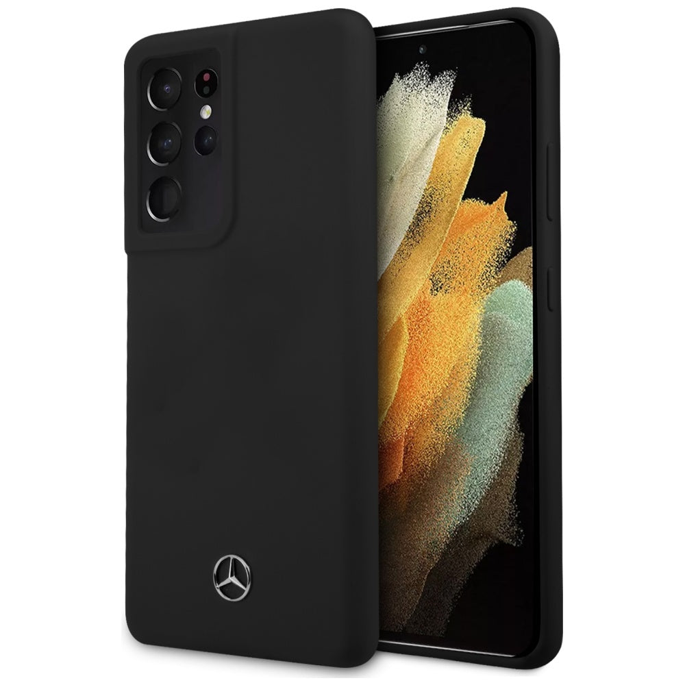 Mercedes-Benz silikoninis dėklas Galaxy S21 Ultra – juodas -- Samsung Galaxy S21 Ultra