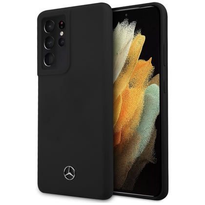 Mercedes-Benz silikoninis dėklas Galaxy S21 Ultra – juodas -- Samsung Galaxy S21 Ultra