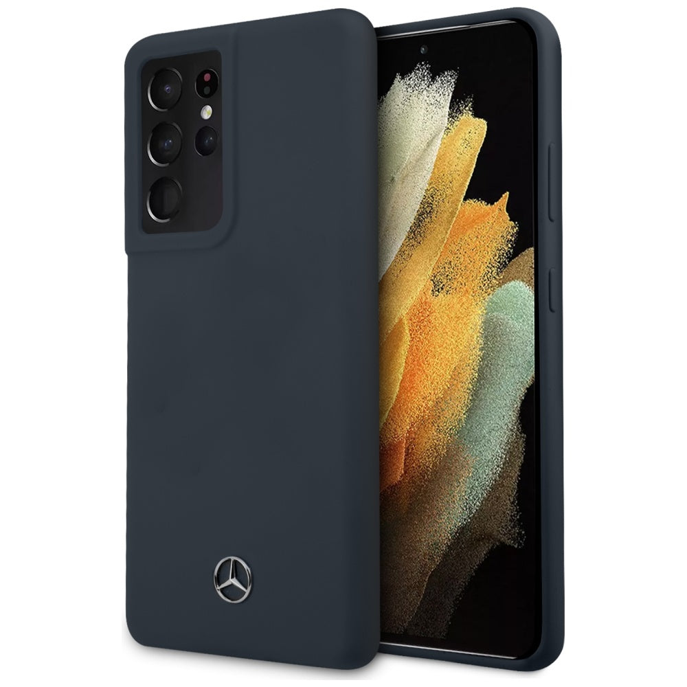 Mercedes-Benz silikoninis dėklas Galaxy S21 Ultra – mėlynas -- Samsung Galaxy S21 Ultra