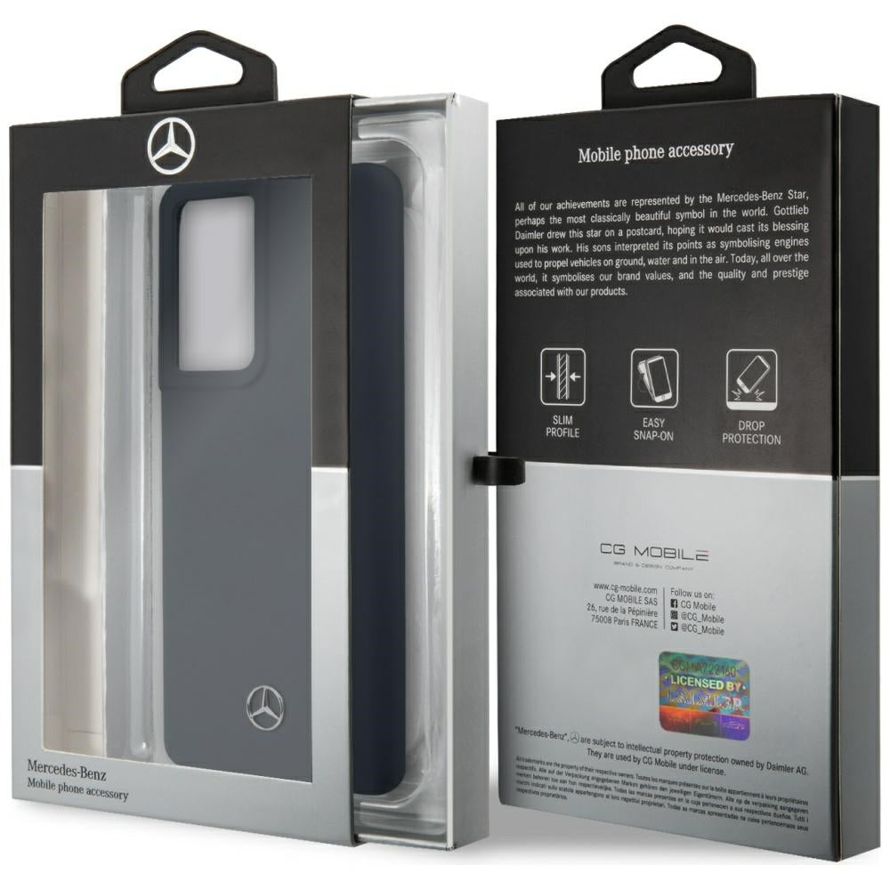 Mercedes-Benz silikoninis dėklas Galaxy S21 Ultra – mėlynas -- Samsung Galaxy S21 Ultra