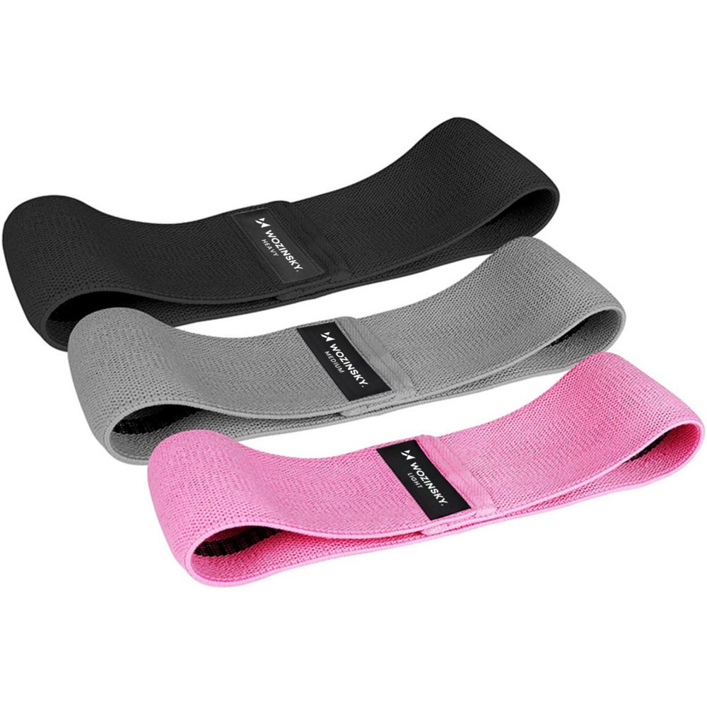 Wozinsky audinės pratimų juostos - 3 pasipriešinimo juostų rinkinys pratimams, jogai, fitnesiui, CrossFit (WFB-01) --...