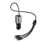 Dudao 3in1 USB automobilinis įkroviklis 3,4 A su integruotu Lightning / USB Type C / micro USB laidu juodas (R5ProN...