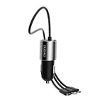 Dudao 3in1 USB automobilinis įkroviklis 3,4 A su integruotu Lightning / USB Type C / micro USB laidu juodas (R5ProN...