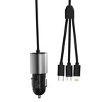 Dudao 3in1 USB automobilinis įkroviklis 3,4 A su integruotu Lightning / USB Type C / micro USB laidu juodas (R5ProN...